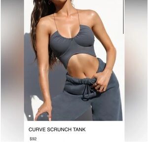 Joah Brown Sueded Navy Curve Scrunch Tank